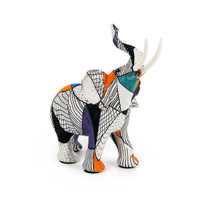 Creative elephant figurine with colorful design