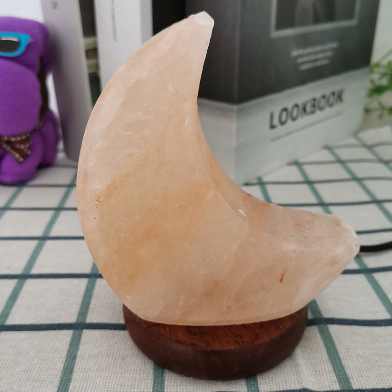 Himalayan Salt Crystal Sphere Lamp with Color Changing LED and Natural Wood Base