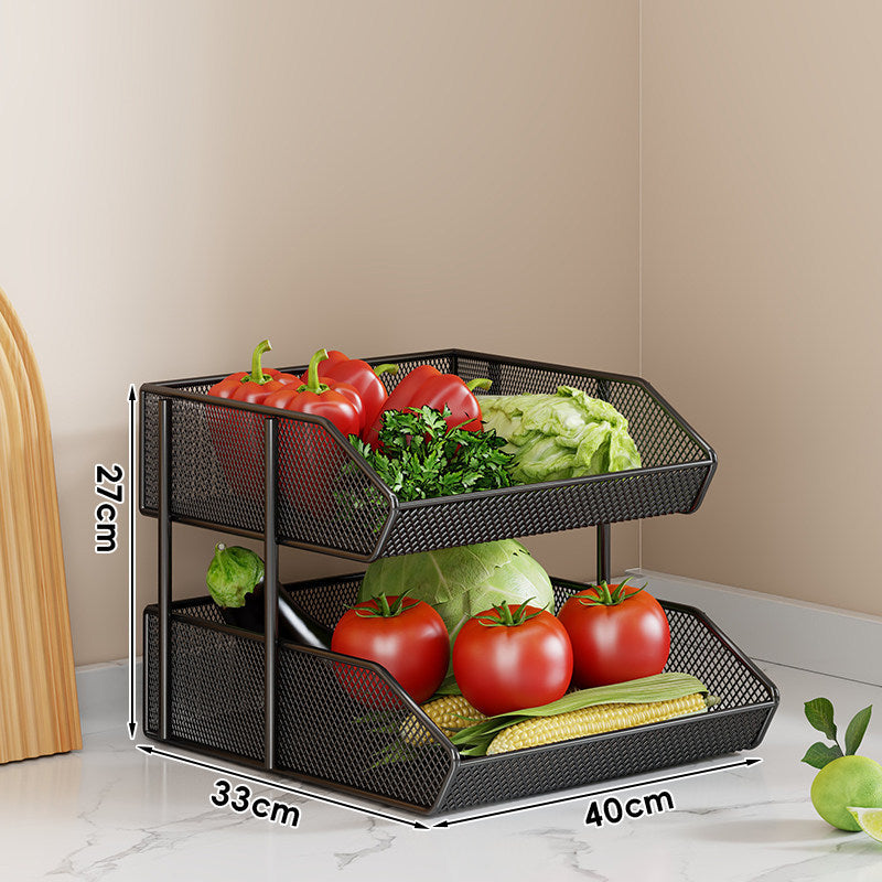 Triple-Tier Metal Mesh Countertop Produce and Pantry Organizer