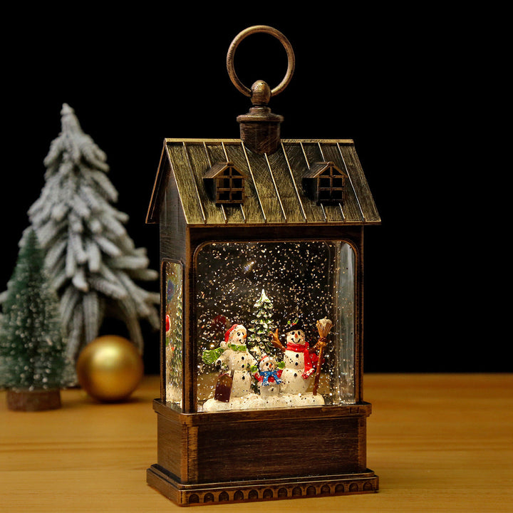 Nostalgic Christmas lantern with movable large Santa Claus