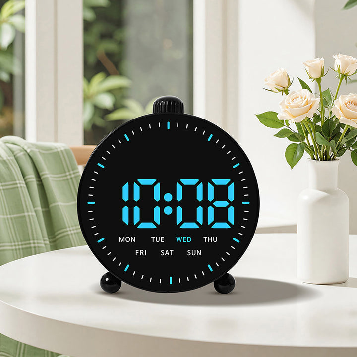 Digital desk clock with LED display and date