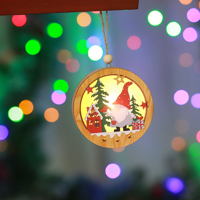 Decorative wooden star with Christmas motif