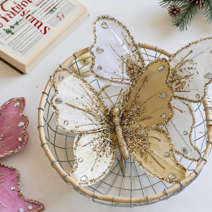 Elegant butterfly hair clips with glitter and rhinestones