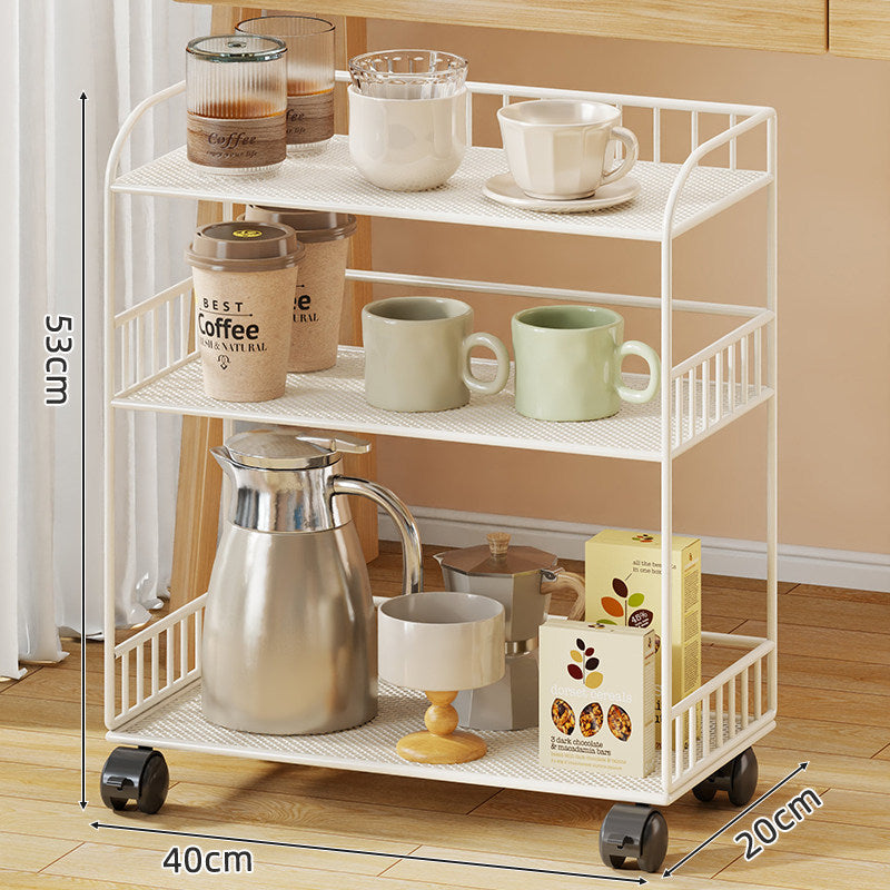 Compact Two-Shelf Mobile Kitchen & Home Service Trolley with Perforated Metal Shelves