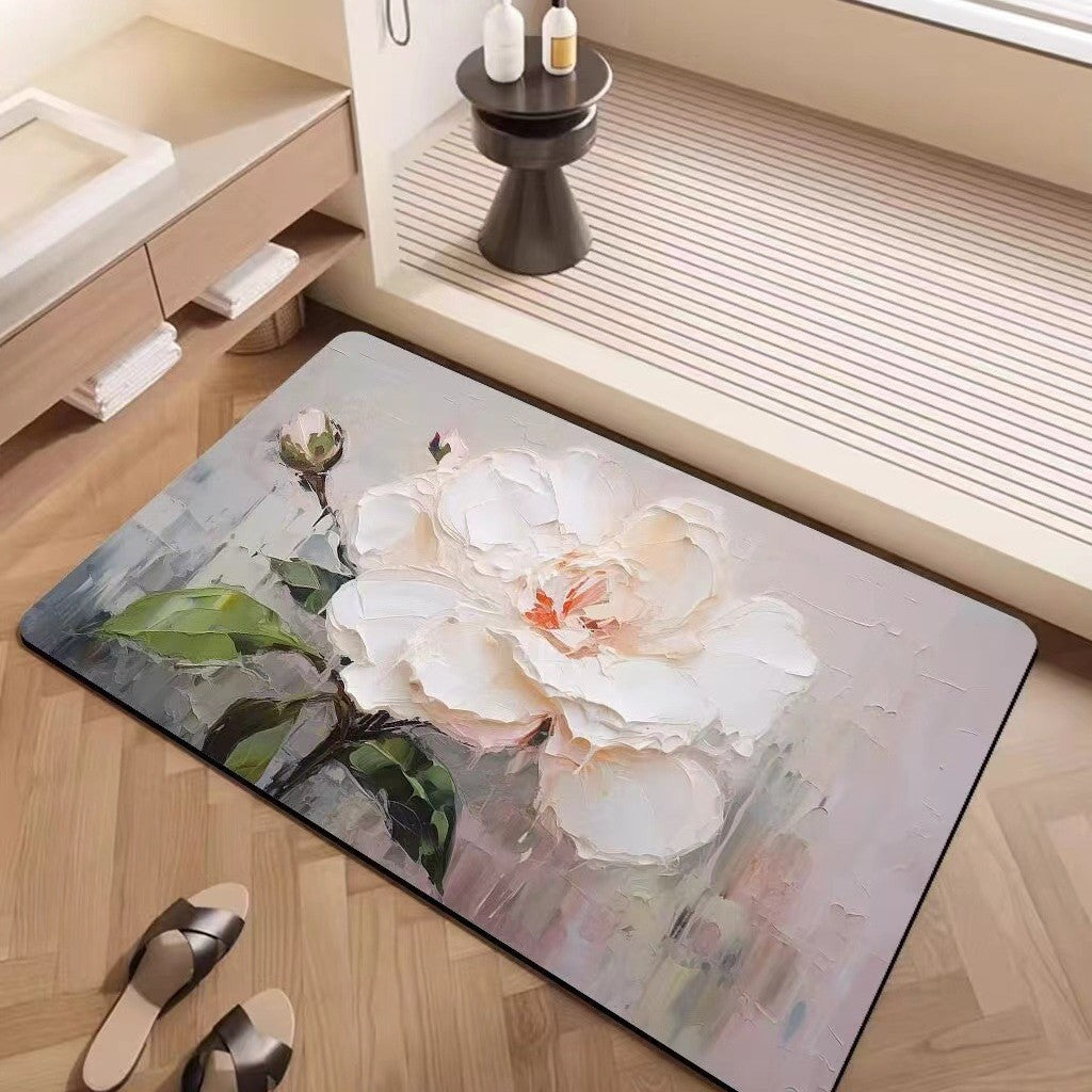 Luxury Textured Floral Bath Mat