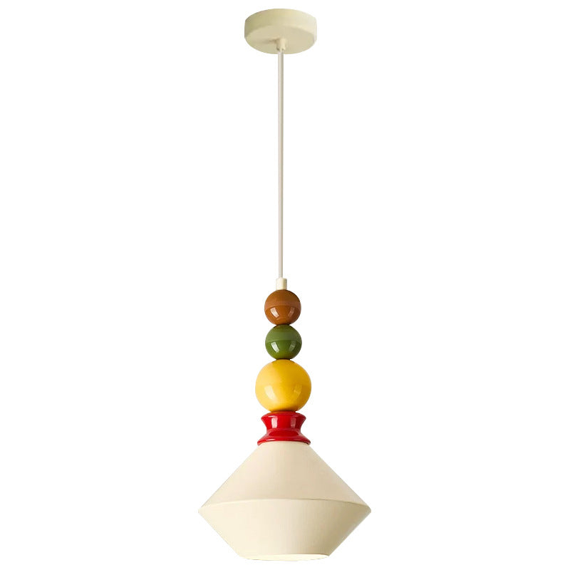 Mid-Century Geometric Ceramic Bead Pendant Light