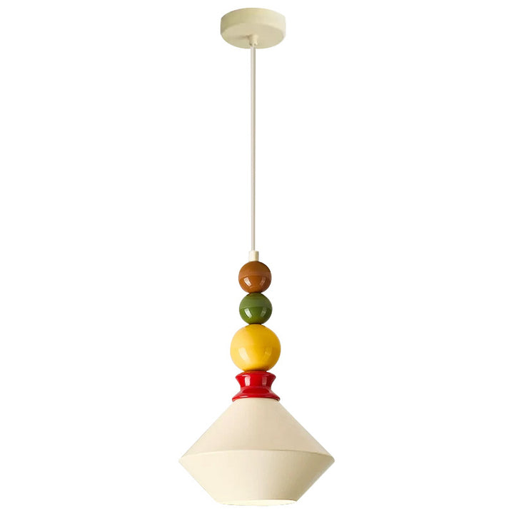 Mid-Century Geometric Ceramic Bead Pendant Light