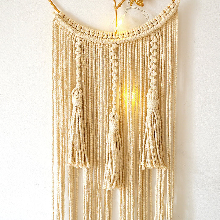 Macrame Wall Hanging Art with Leaf Design