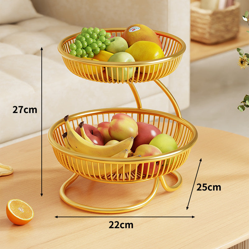 Tiered Metal Fruit Bowl Stand with Open Wire Ventilated Design