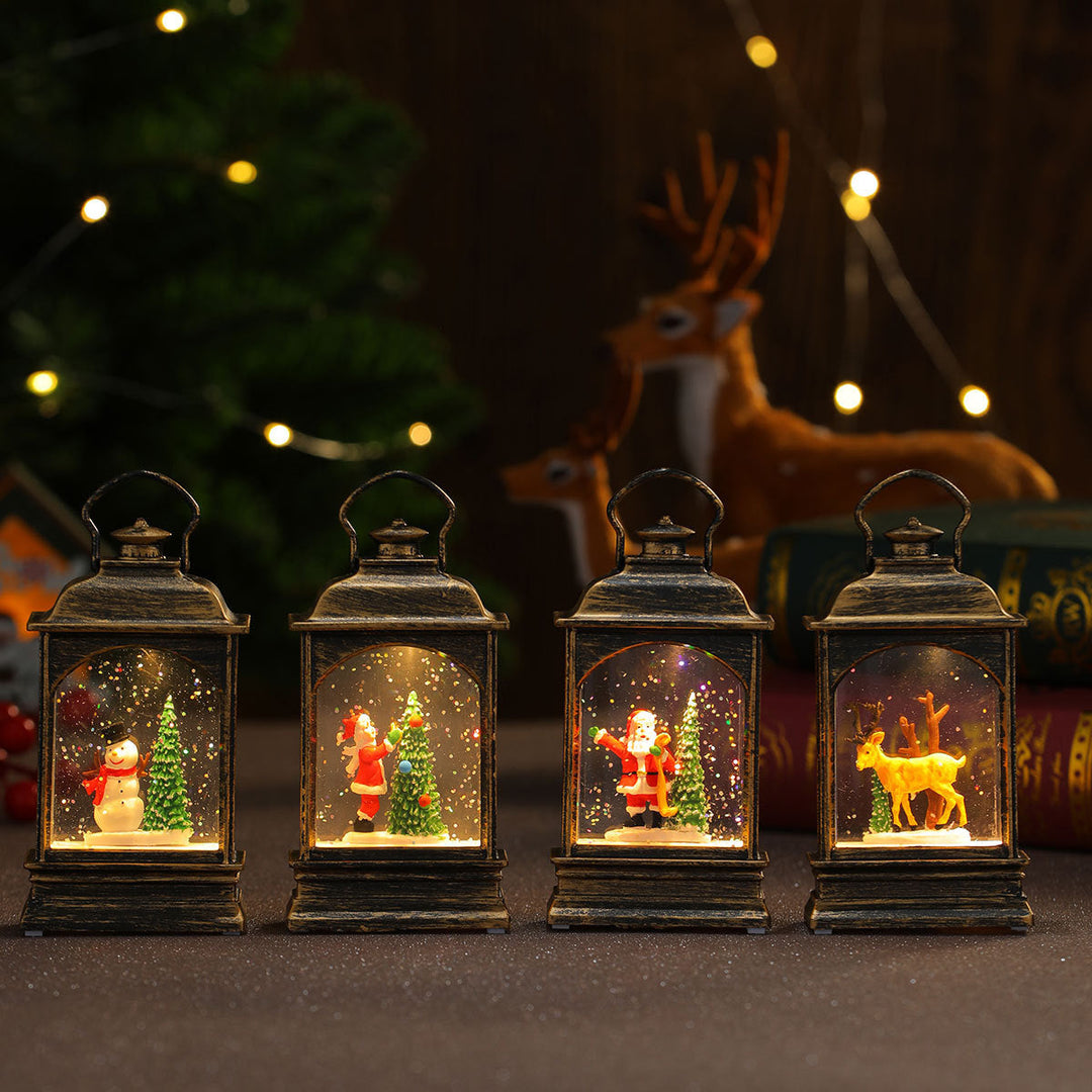 Nostalgic Snowman Lantern with Glitter Effects