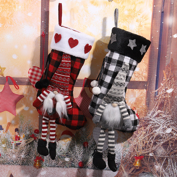 Cute Christmas stocking with gnome motif