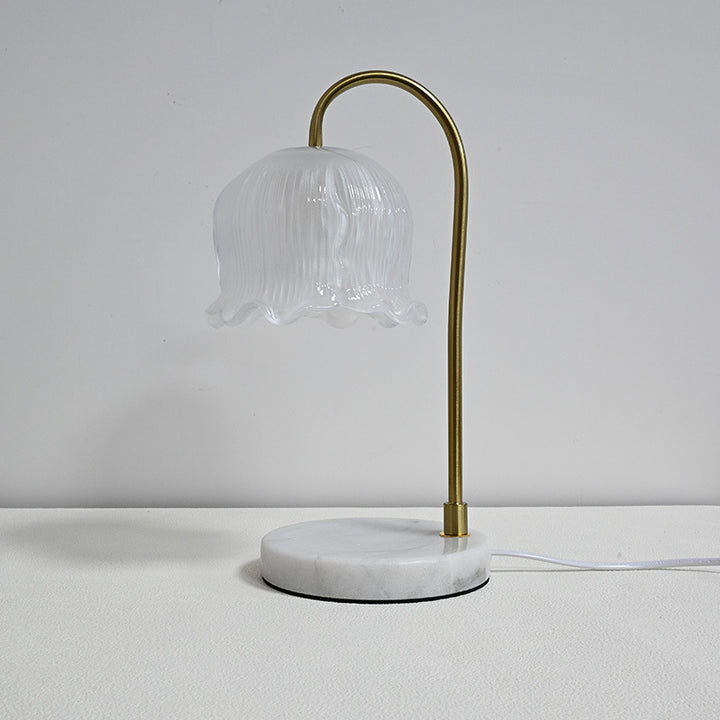 Vintage-Glass-Bell-Shade Marble-Base Table Lamp
