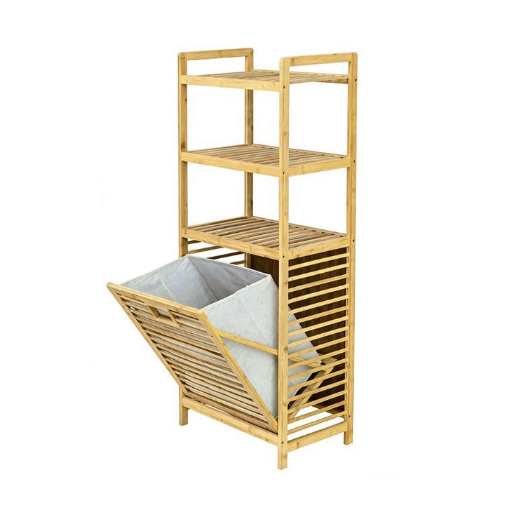 Laundry shelf with baskets