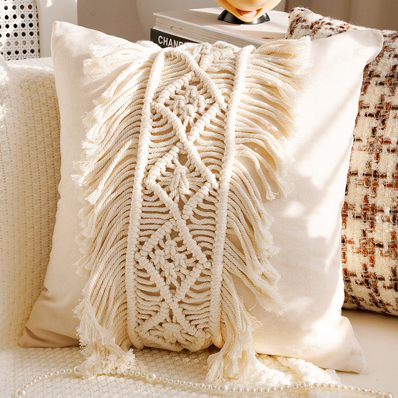 Embroidered Leaf Pattern Decorative Pillow