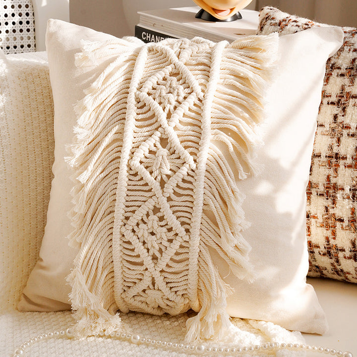 Embroidered Leaf Pattern Decorative Pillow