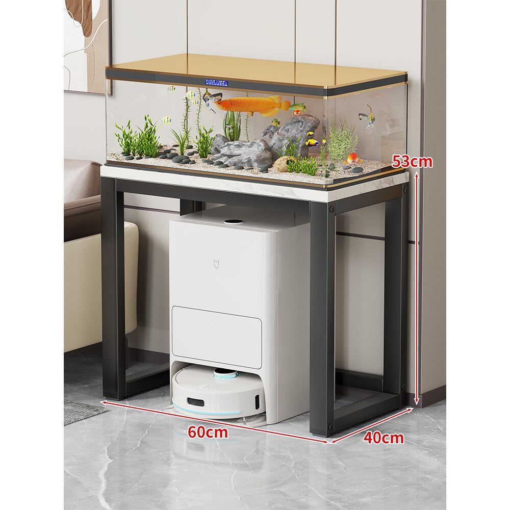 Modern Metal Frame Aquarium Console Table with Integrated LED Hood