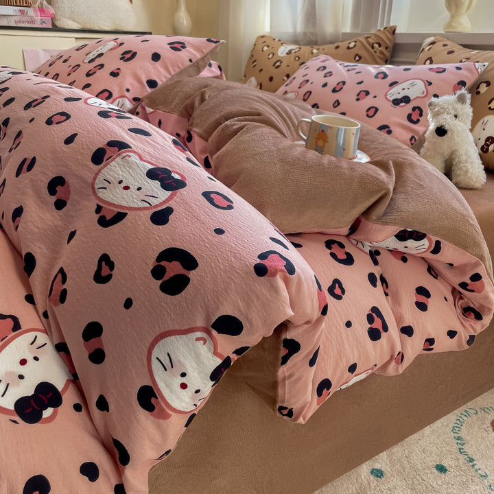 Playful Cartoon Print Duvet Cover Set