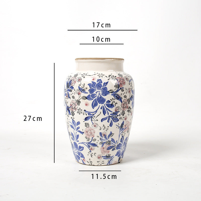 Floral Ceramic Vase with Artistic Design