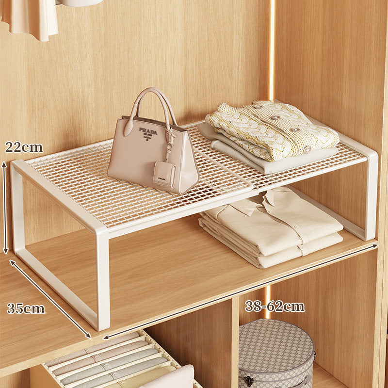 Adjustable Expandable Metal Mesh Shelf Riser for Closet and Wardrobe