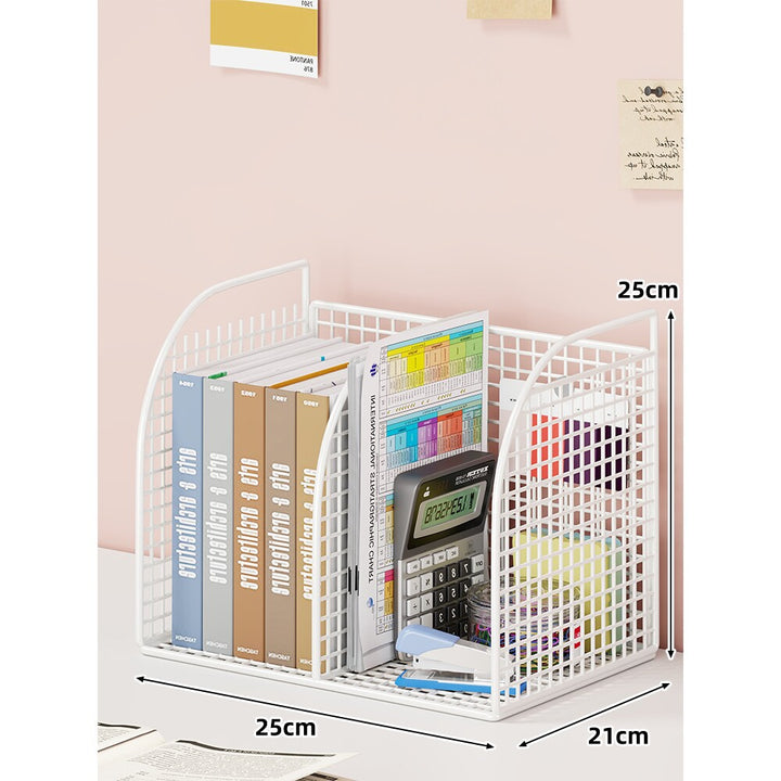 Mesh Desk Tidy with Triple Vertical Compartments for Files & Office Supplies