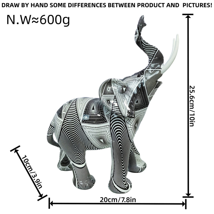 Artistic elephant figure with colorful design