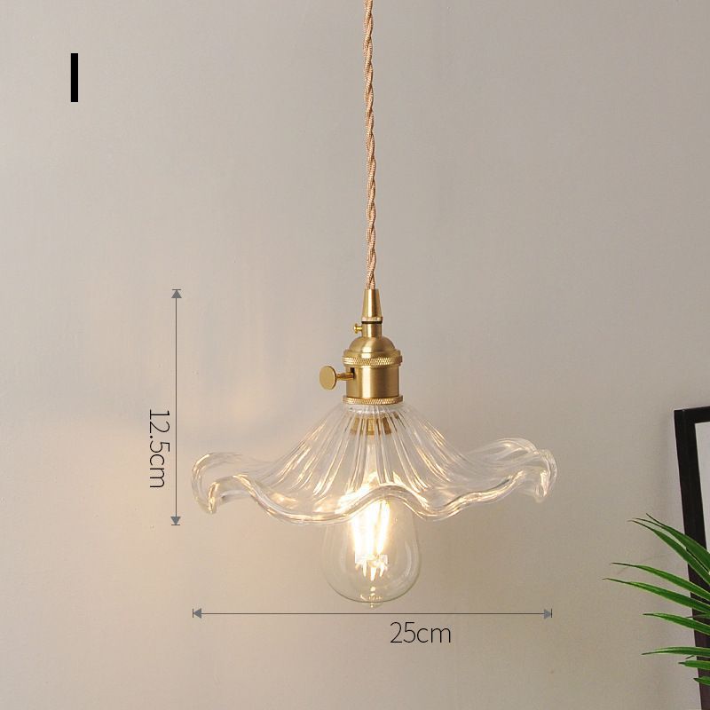 Fluted Glass Pendant Lamp with Vintage Brass Socket