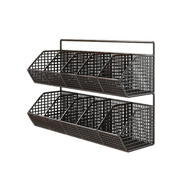 Wall-Mounted Dual-Tier Ventilated Kitchen Produce Storage Basket