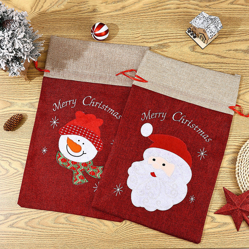 Festive Christmas gift sack with snowman motif