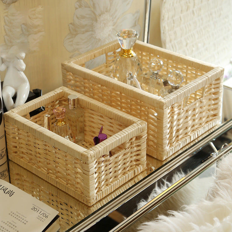 Storage basket with decorative strawberry fabric