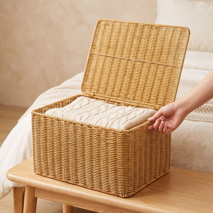 Practical storage basket with lid