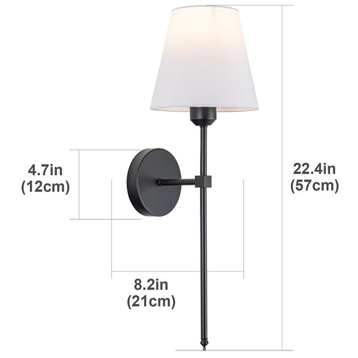 Slim Rod Wall Light Pair with Fabric Shade and Concealed Mounting