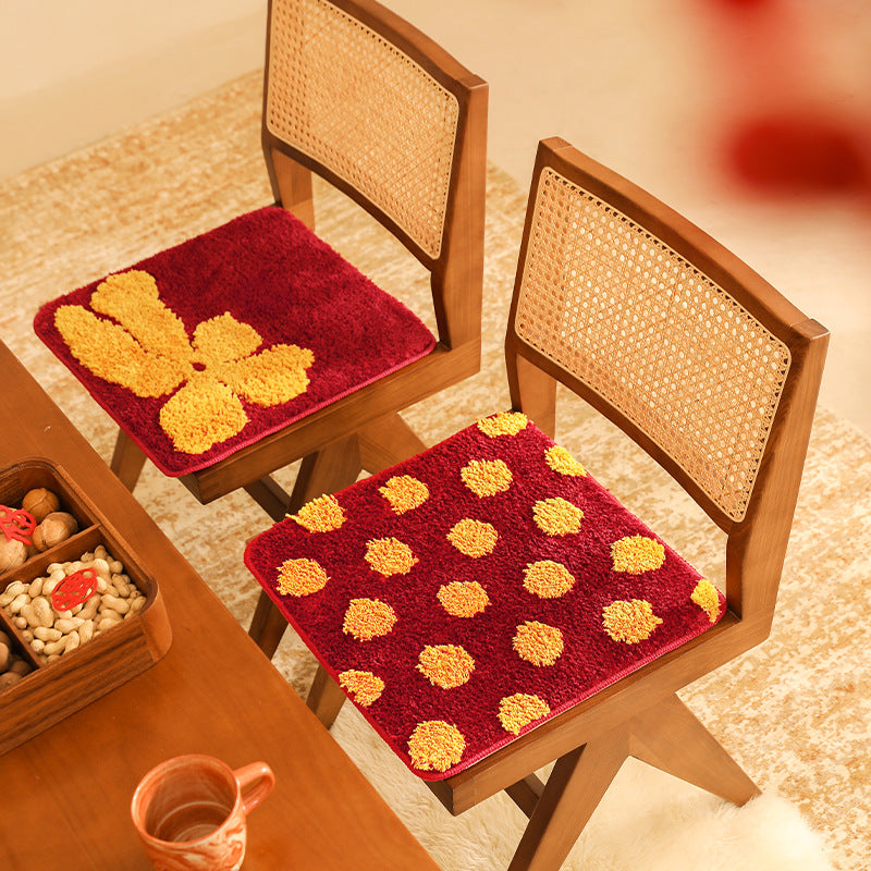 Square soft bath mat rug with three-dimensional pom-pom structure and non-slip backing