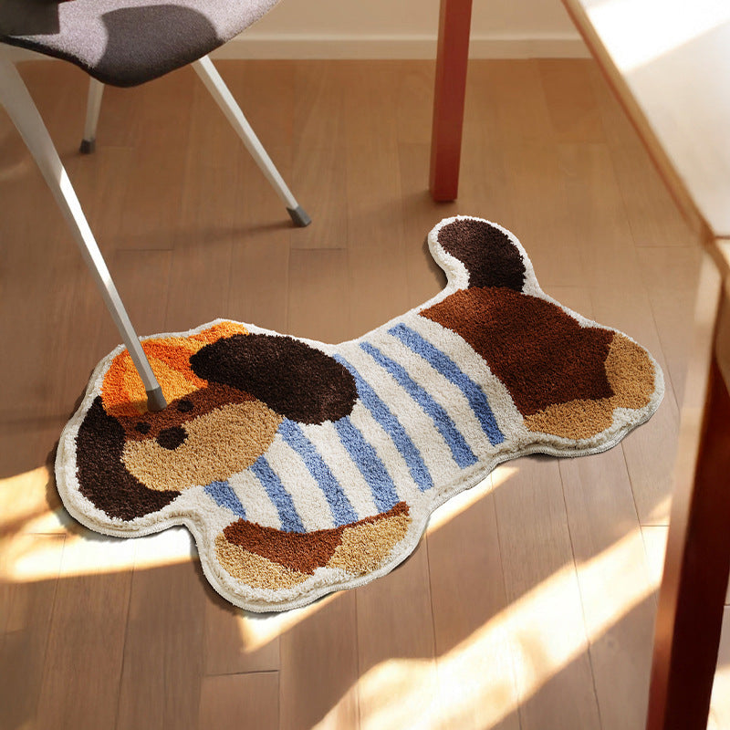 Shaped Dog Design Doormat made of Cotton Tufting with Anti-Slip Backing