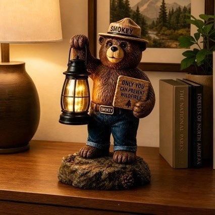 Decorative bear figurine with lantern