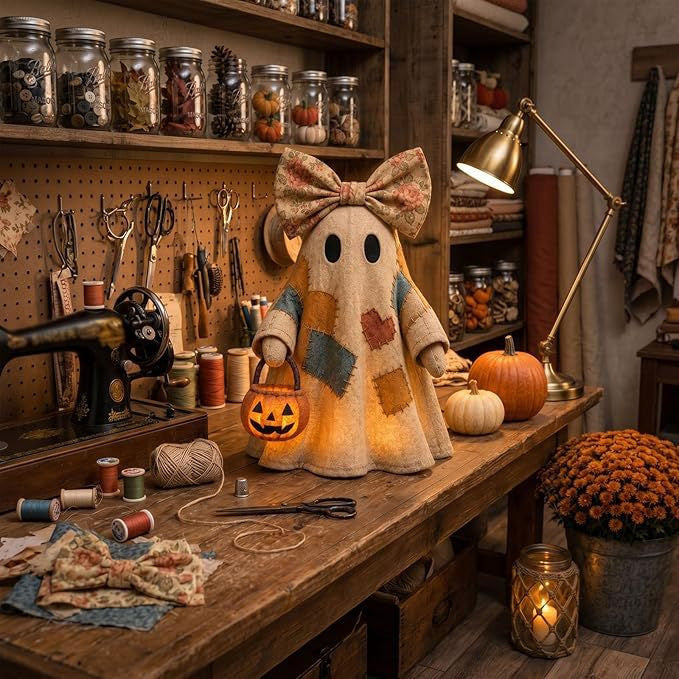 Decorative Ghost Figure with Bow