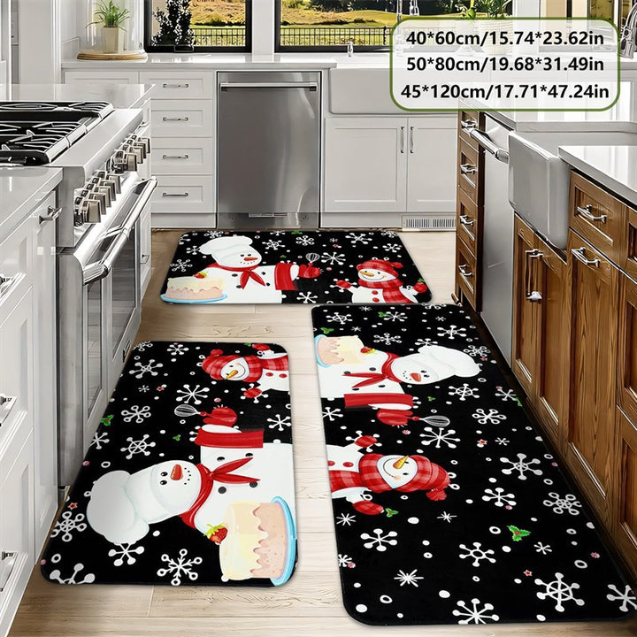 Festive Holiday-Themed Kitchen Mat Set