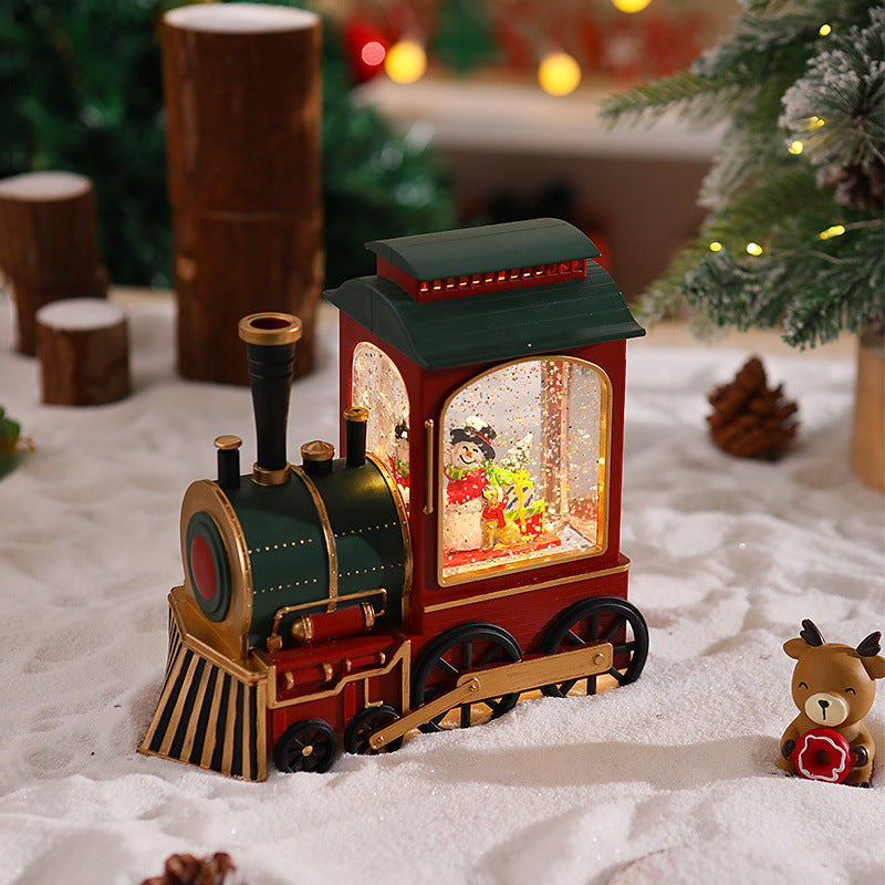 Nostalgic Christmas Train Lantern with Moving Santa