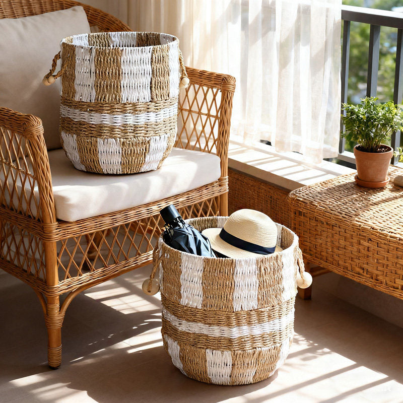 Handcrafted storage bucket made of pocket fabric
