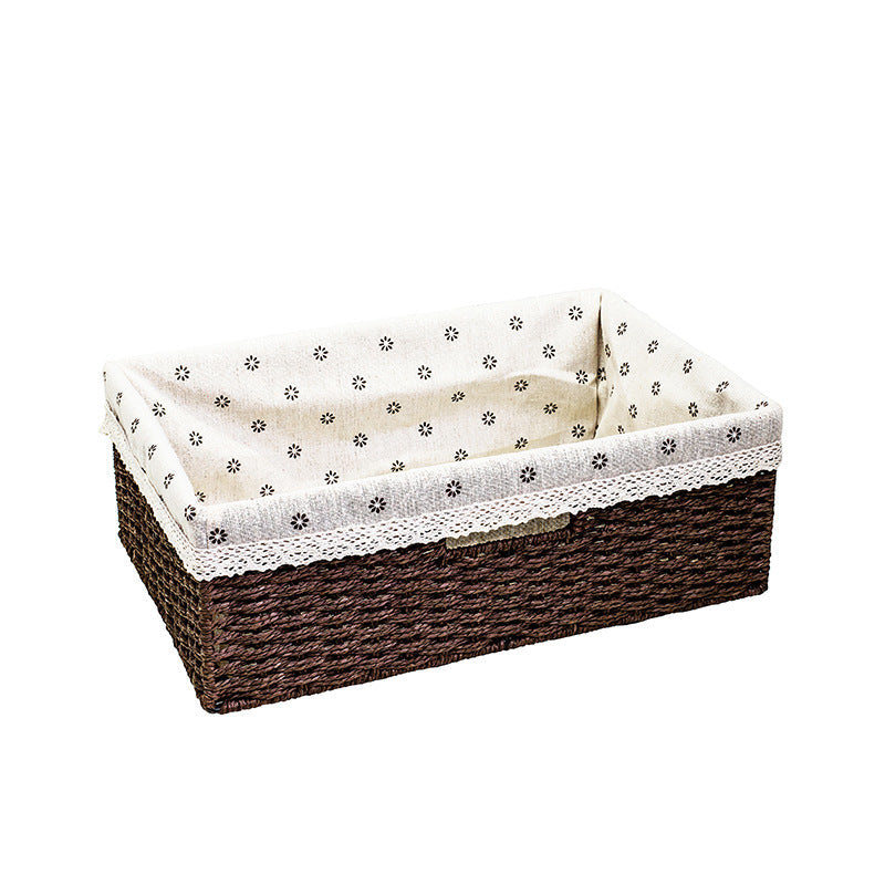 Fabric-Lined Woven Storage Basket