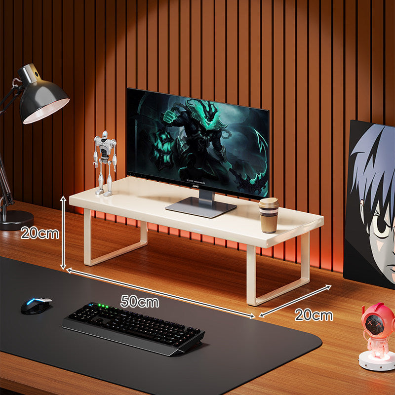 Solid Wood Monitor Riser Desk Shelf with Metal U-Leg Support