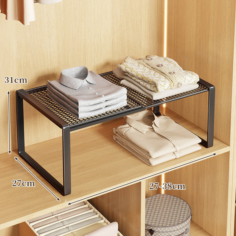 Adjustable Expandable Metal Mesh Shelf Riser for Closet and Wardrobe