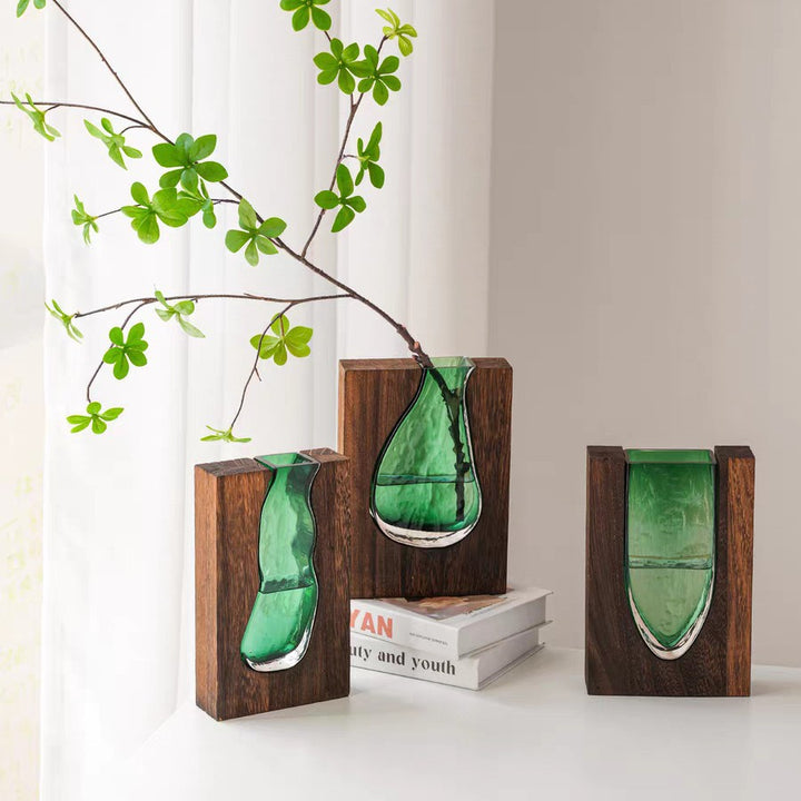 Contemporary Glass and Wood Centerpiece