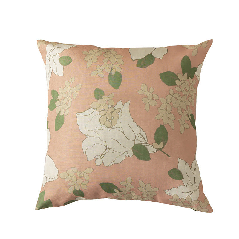 Hand-tufted square decorative cushion cover with floral chenille appliqué