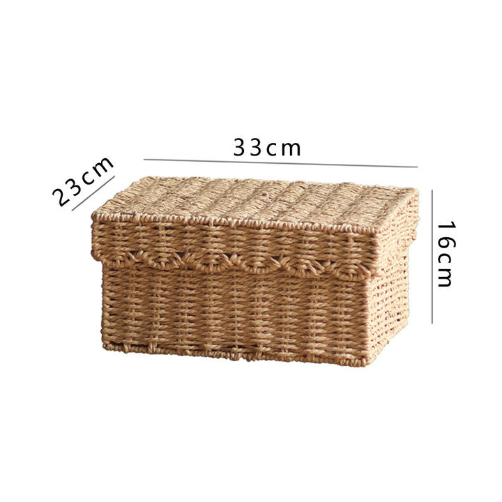 Storage basket with lid and reed design