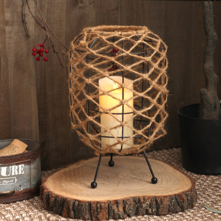 Decorative basket with natural fiber design