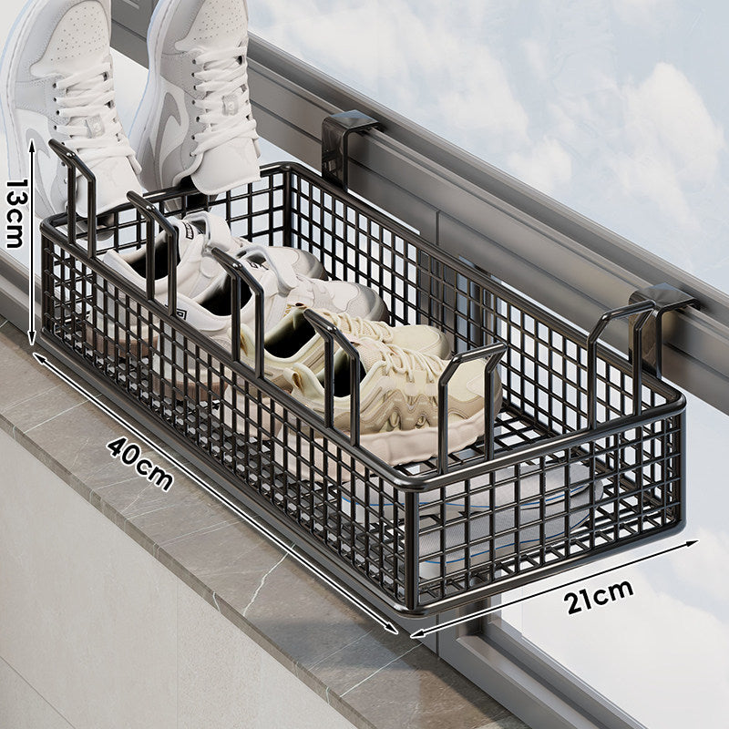 Over-Window Hanging Shoe Drying and Storage Basket Organizer