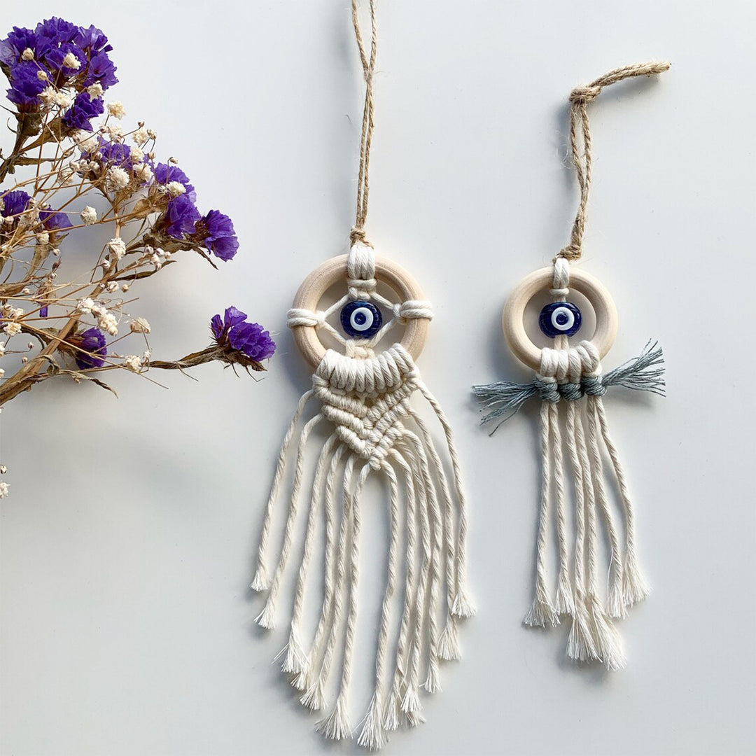 Decorative Macrame Wall Hanging with Evil Eye Design