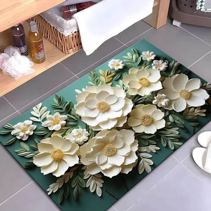 Artistic Floral Design Bath Mat
