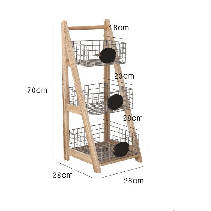 Practical stair shelf with wire baskets