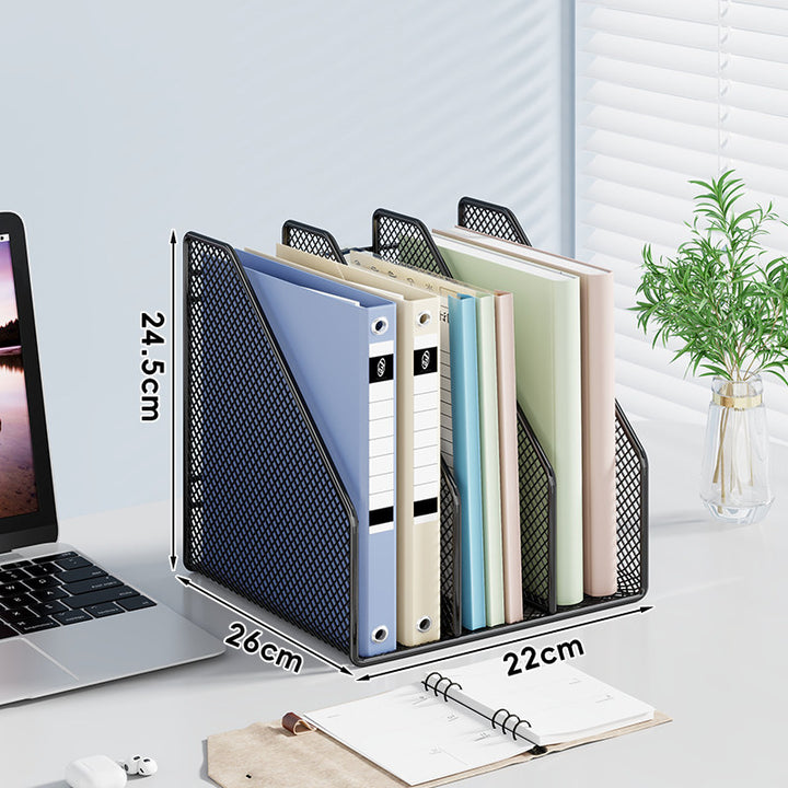 Mesh Desktop Vertical File and Folder Organizer Rack with Wide Slots and Non-Slip Base